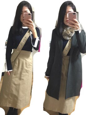 「SLOBE IENA（スローブイエナ）のアイテム（チェスターコート）」を使った、Orikoさん（レディース・157cm）の冬コーディネート