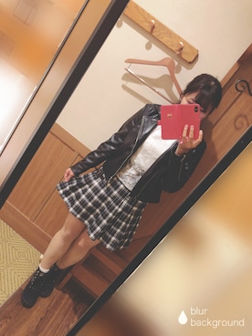 「dazzlin（ダズリン）のアイテム（ライダースジャケット）」を使った、Ayaka*さん（レディース・157cm）の春コーディネート