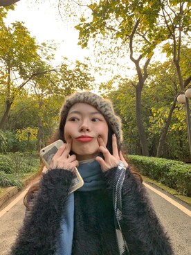 「STYLENANDA（スタイルナンダ）のアイテム（ハンチング/ベレー帽）」を使った、消绿さん（レディース・159cm）の冬コーディネート