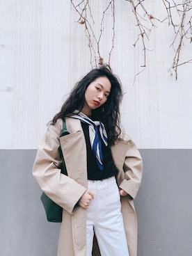 「NAIN（ナイン）のアイテム」を使った、消绿さん（レディース・159cm）の春コーディネート