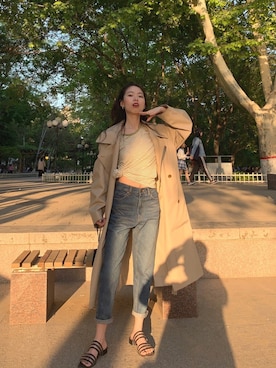 「UNIQLOコーデ」｜「アイテム（トレンチコート）」を使った、消绿さん（レディース・159cm）の春コーディネート