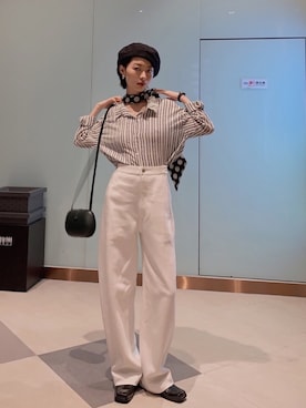 「盐系风格」｜「アイテム（ローファー）」を使った、消绿さん（レディース・159cm）の夏コーディネート