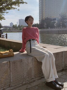 「粉紅色」｜消绿さん（レディース・159cm）の秋コーディネート