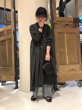 「FIL DE FER（フィルデフェール）のアイテム（シャツワンピース）」を使った、tanaka.さん（レディース・159cm）の夏コーディネート