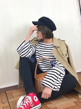 「COCO DEAL（ココディール）のアイテム（トレンチコート）」を使った、Ⓜ️ino.さん（レディース・159cm）の春コーディネート