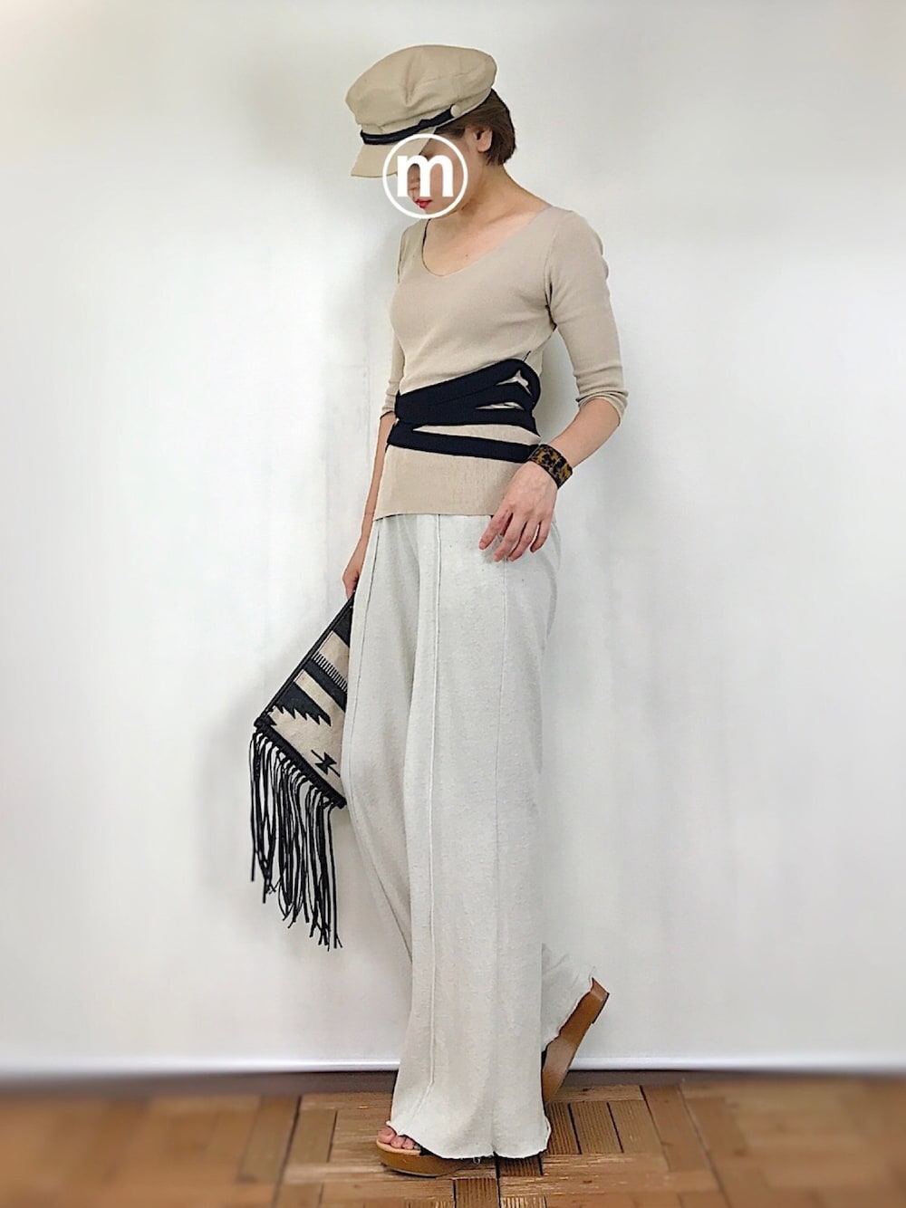 Ameri（アメリ）の「BANDAGE V NECK RIB KNIT（ニット/セーター