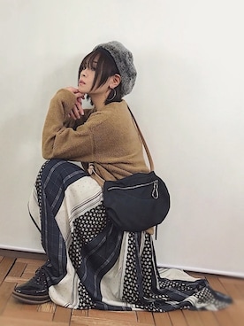 「アイテム（その他トップス、ブラウン系）」を使った、Ⓜ️ino.さん（レディース・159cm）の冬コーディネート