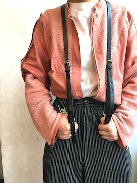 「アイテム（サスペンダー）」を使った、TIDEWAYさん（レディース・160cm）の春コーディネート