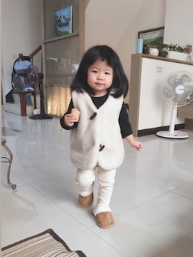 「kids」｜「アイテム（ダッフルコート）」を使った、加貝此木さん（レディース・163cm）の秋コーディネート