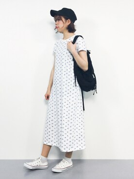 「バラ柄」｜「アイテム（ワンピース/ドレス）」を使った、ENAさん（レディース・162cm）の春コーディネート