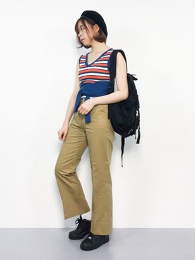 「210nouve（トゥージュヌーブ）のアイテム（帽子）」を使った、ENAさん（レディース・162cm）の春コーディネート