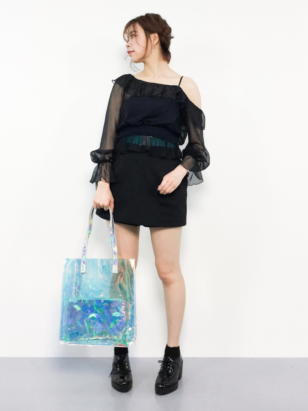 snidel♡シースルーアシメフリルトップス SNIDEL（スナイデル）の「シースルーアシメフリルトップス（シャツ