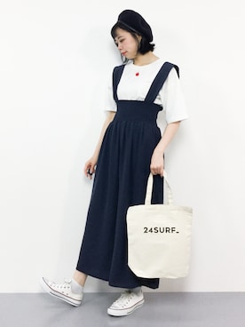 「ROPE' PICNIC（ロペピクニック）のアイテム（サロペット/オーバーオール）」を使った、ENAさん（レディース・162cm）の夏コーディネート