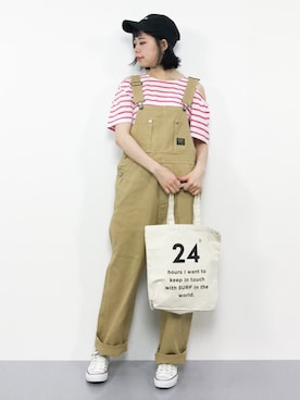 「DOUBLE NAME（ダブルネーム）のアイテム（オールインワン・サロペット）」を使った、ENAさん（レディース・162cm）の夏コーディネート