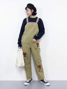「薔薇」｜「アイテム（オールインワン・サロペット）」を使った、ENAさん（レディース・162cm）の夏コーディネート