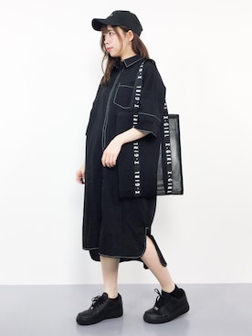 「kutir（クティール）のアイテム（シャツワンピース）」を使った、ENAさん（レディース・162cm）の夏コーディネート