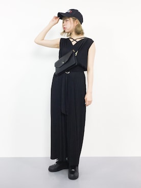 「SPIRALGIRL（スパイラルガール）のアイテム（つなぎ/オールインワン）」を使った、ENAさん（レディース・162cm）の夏コーディネート
