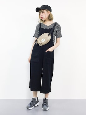 「Factor=（ファクターイコール）のアイテム（オールインワン・サロペット）」を使った、ENAさん（レディース・162cm）の夏コーディネート