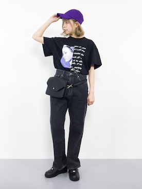 「PLAYBOY（プレイボーイ）のアイテム（キャップ）」を使った、ENAさん（レディース・162cm）の夏コーディネート