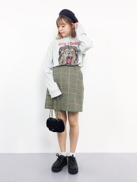 「動物モチーフ」｜「アイテム（スウェット）」を使った、ENAさん（レディース・162cm）の秋コーディネート