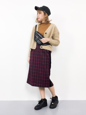 「ENVYM（アンビー）のＺＩＰ ＷＡＩＳＴ ＢＡＧ（ボディバッグ/ウエストポーチ）」を使った、ENAさん（レディース・162cm）の秋コーディネート