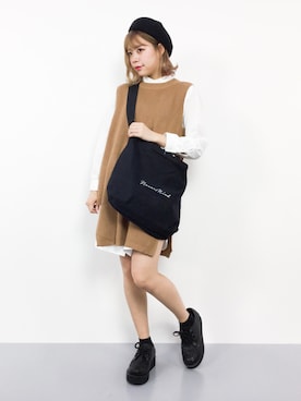 「レトロ」｜「アイテム（チュニック）」を使った、ENAさん（レディース・162cm）の秋コーディネート