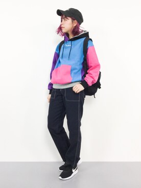 X-girl（エックスガール）の「CRAZY COLOR SWEAT HOODIE（パーカー ...