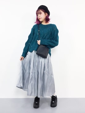 「シルバー」｜「アイテム（ハンチング/ベレー帽）」を使った、ENAさん（レディース・162cm）の秋コーディネート