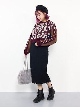 「w closet」｜「アイテム（ハンチング/ベレー帽）」を使った、ENAさん（レディース・162cm）の秋コーディネート