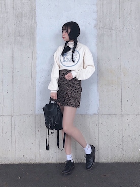 「オルチャンファッション」｜「アイテム（スウェット）」を使った、ENAさん（レディース・162cm）の冬コーディネート