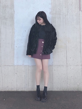 「オルチャンファッション」｜「アイテム（ブーツ）」を使った、ENAさん（レディース・162cm）の冬コーディネート