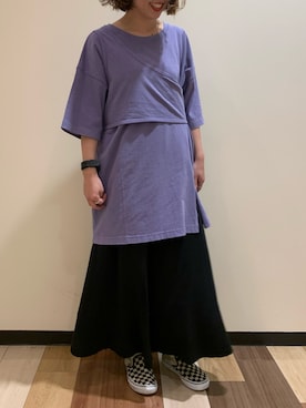 「パープル×黒」｜「アイテム（その他）」を使った、おでんさん（レディース・153cm）の夏コーディネート