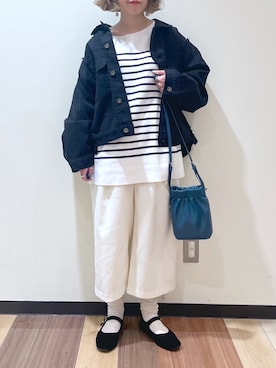 「マリン」｜「アイテム（ブルゾン）」を使った、おでんさん（レディース・153cm）の冬コーディネート