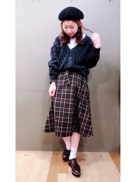 「2018マイベストコーデ」｜「アイテム（ハンチング/ベレー帽）」を使った、mikiさん（レディース・163cm）の冬コーディネート