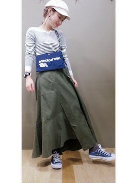 「アイテム（キャスケット、ホワイト系）」を使った、mikiさん（レディース・163cm）の冬コーディネート