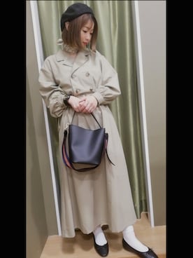 「トレンチワンピース」｜mikiさん（レディース・163cm）の冬コーディネート