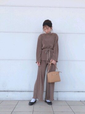 「Green　Parks（グリーンパークス）のビット金具付きミニショルダーバッグ＊（ショルダーバッグ）」を使った、mikiさん（レディース・163cm）の夏コーディネート