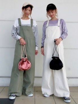 「ラベンダー」｜「アイテム（サロペット/オーバーオール）」を使った、mikiさん（レディース・163cm）の春コーディネート