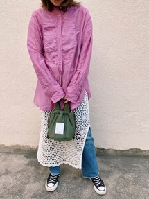 6（ロク）の「＜6(ROKU)SHEER STRIPE BIG SHIRT/シャツ（シャツ