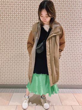 「スポーツミックス」｜「アイテム（ポンチョ）」を使った、maiさん（レディース・158cm）の夏コーディネート