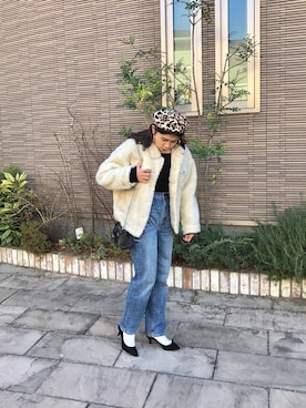 「MURUA（ムルーア）のオーバーボアＧジャン（ブルゾン）」を使った、Y さん（レディース・152cm）の冬コーディネート