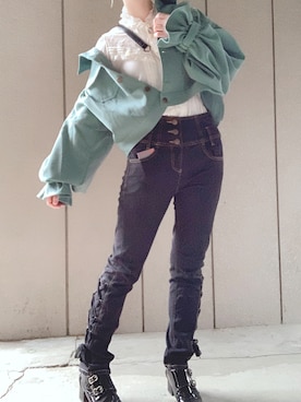 「axes femme POETIQUE（アクシーズファムポエティック）のアイテム（ジャケット/アウター）」を使った、ハルキさん（レディース・156cm）の春コーディネート