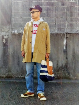 「キャンバスシューズ」｜「アイテム（ジャケット/アウター）」を使った、SHINJILOW さん（メンズ・173cm）の春コーディネート