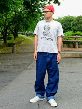 「Stuart Austin（ステュアートオースティン）のアイテム」を使った、SHINJILOW さん（メンズ・173cm）の春コーディネート