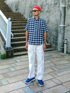 「Stuart Austin（ステュアートオースティン）のアイテム」を使った、SHINJILOW さん（メンズ・173cm）の夏コーディネート
