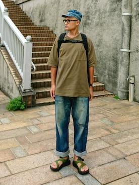 「ワークキャップ」｜「アイテム（腕時計）」を使った、SHINJILOW さん（メンズ・173cm）の夏コーディネート