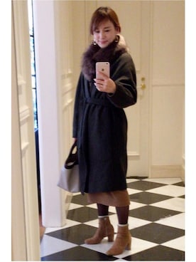「UNIQLOU」｜「アイテム（その他アウター）」を使った、モアさん（レディース・153cm）の冬コーディネート