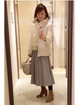 「パーソナルカラー オータム」｜「アイテム（ダウンジャケット/コート）」を使った、モアさん（レディース・153cm）の冬コーディネート