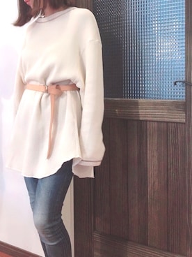 「Ungrid（アングリッド）のインディゴフレイドヘムストスリ（デニムパンツ）」を使った、naa✧‧˚さん（レディース・156cm）の冬コーディネート