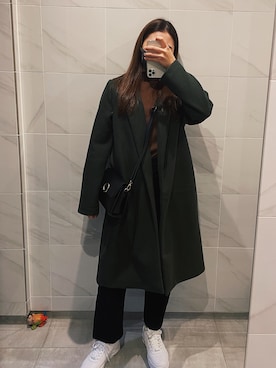 「ダークグリーン」｜「アイテム（ジャケット/アウター）」を使った、Momokaさん（レディース・159cm）の冬コーディネート